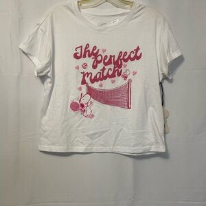 Peanuts Short Sleeve Tee White and Pink Women’s Medium